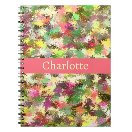 Abstract Leaves Paint Splatter Autumn Color Name  Notebook