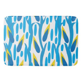 Abstract Leaves Pattern Modern Blue Yellow Leaf