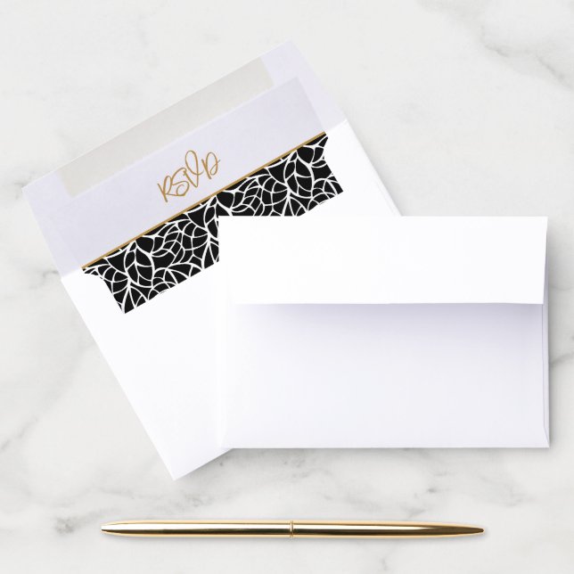 Abstract Leaves Pattern Wedding RSVP Envelope Liner (Desk)