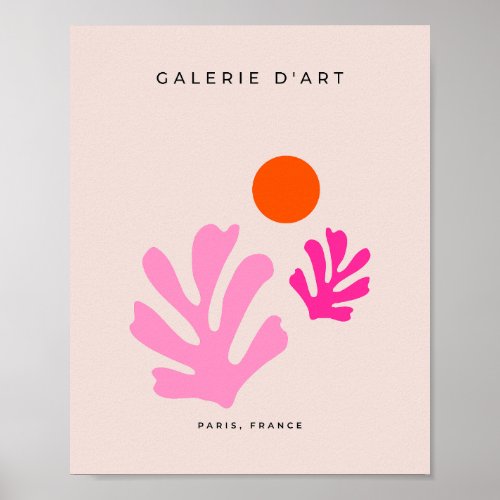 Abstract Leaves Pink Orange Modern Shapes Cut Outs Poster