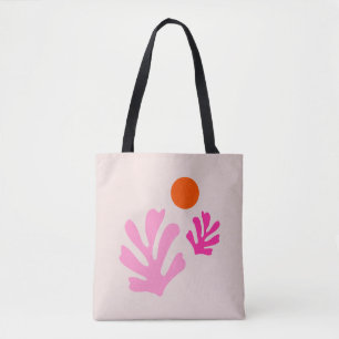 Abstract Leaves Pink Orange Modern Shapes Cut Outs Tote Bag