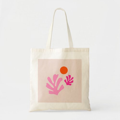 Abstract Leaves Pink Orange Modern Shapes Cut Outs Tote Bag