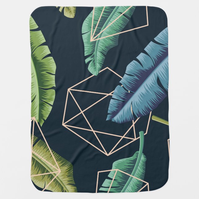 Abstract Leaves: Polygonal Line Seamless. Baby Blanket (Front)