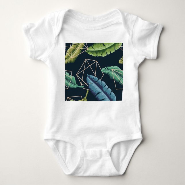 Abstract Leaves: Polygonal Line Seamless. Baby Bodysuit (Front)