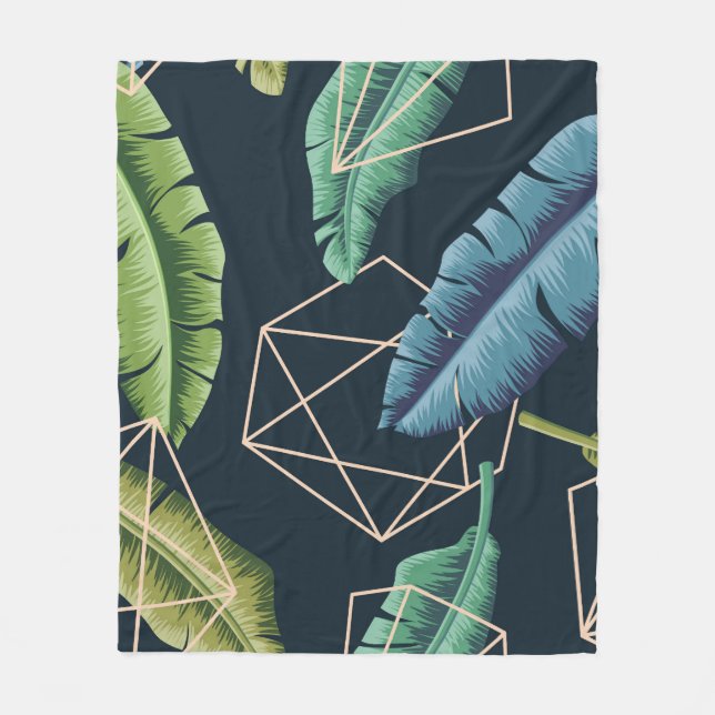Abstract Leaves: Polygonal Line Seamless. Fleece Blanket (Front)