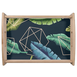 Abstract Leaves: Polygonal Line Seamless. Serving Tray