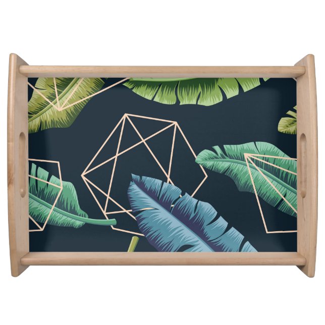 Abstract Leaves: Polygonal Line Seamless. Serving Tray (Front)
