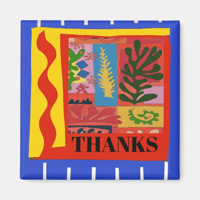 Abstract Leaves, Thanks, edit text Magnet (Front)