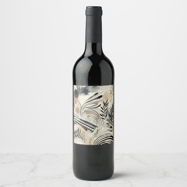 abstract leaves wine labels (Front)