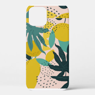 Abstract Lemon and Leaves iPhone 12 Case