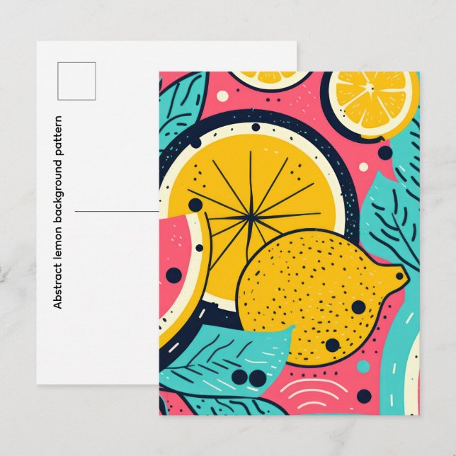Abstract lemon background pattern postcard (Front/Back)
