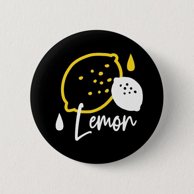 Abstract Lemon Illustration – Fresh Citrus Art Button (Front)