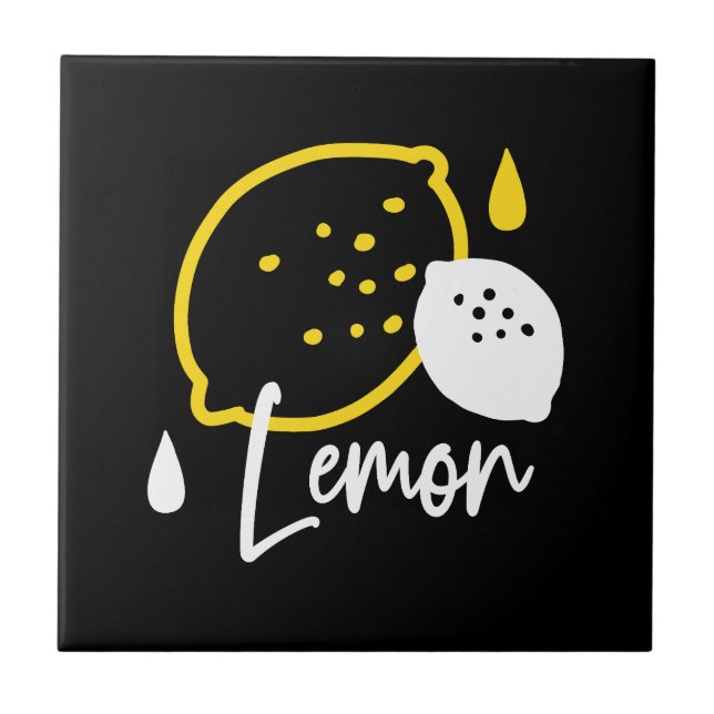 Abstract Lemon Illustration – Fresh Citrus Art Ceramic Tile (Front)