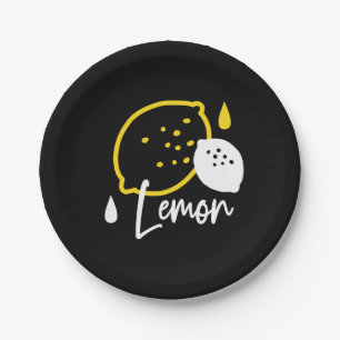 Abstract Lemon Illustration – Fresh Citrus Art Paper Plates