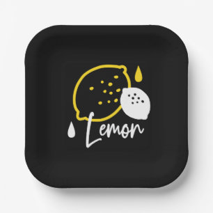 Abstract Lemon Illustration – Fresh Citrus Art Paper Plates