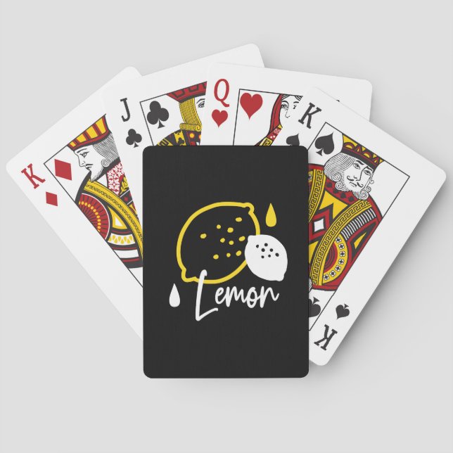Abstract Lemon Illustration – Fresh Citrus Art Poker Cards (Back)