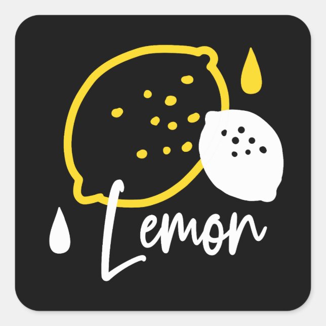 Abstract Lemon Illustration – Fresh Citrus Art Square Sticker (Front)