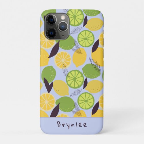 Abstract Lemon Lime Citrus Pattern iPhone 11 Pro Case
