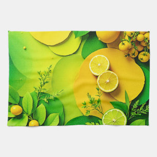 Abstract Lemon Lime Nature Art Kitchen Towel