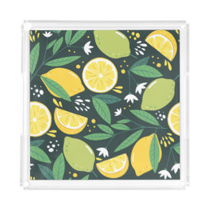 Abstract Lemon: Modern Art Seamless. Acrylic Tray