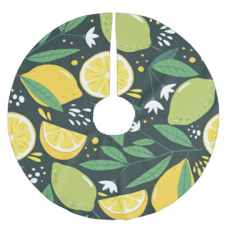 Abstract Lemon: Modern Art Seamless. Brushed Polyester Tree Skirt