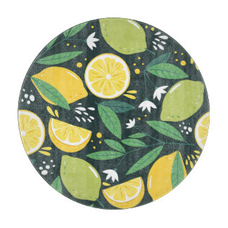 Abstract Lemon: Modern Art Seamless. Cutting Board