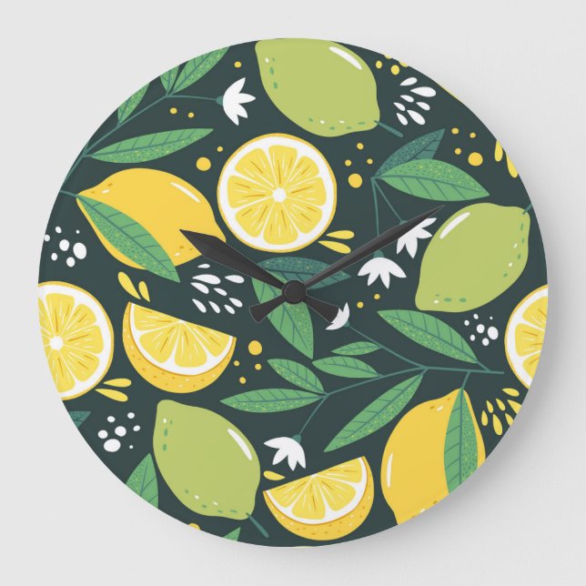 Abstract Lemon: Modern Art Seamless. Large Clock (Front)