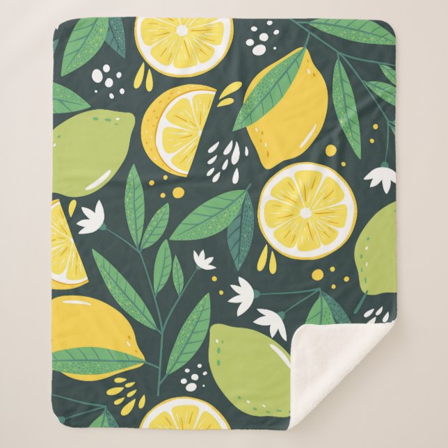 Abstract Lemon: Modern Art Seamless. Sherpa Blanket (Front)