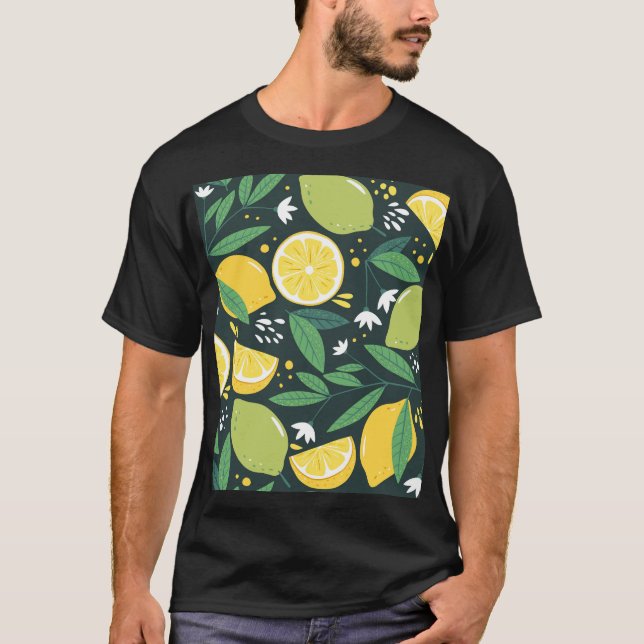 Abstract Lemon: Modern Art Seamless. T-Shirt (Front)