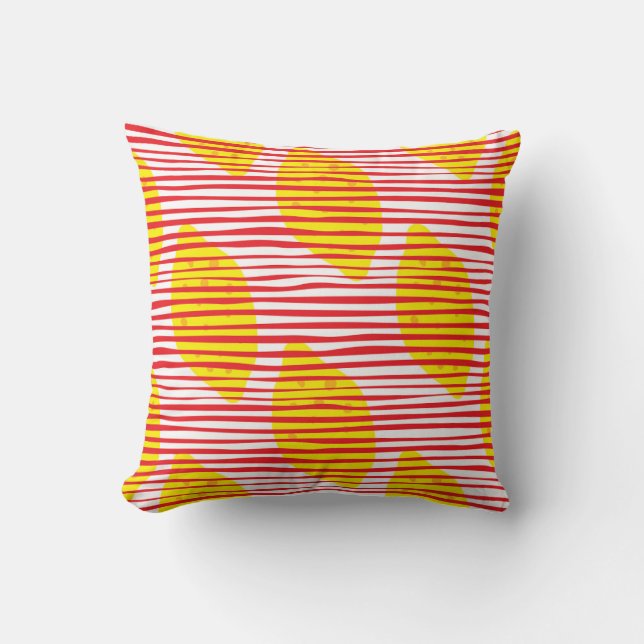 Abstract lemon with leaf seamless pattern. Hand dr Throw Pillow (Front)