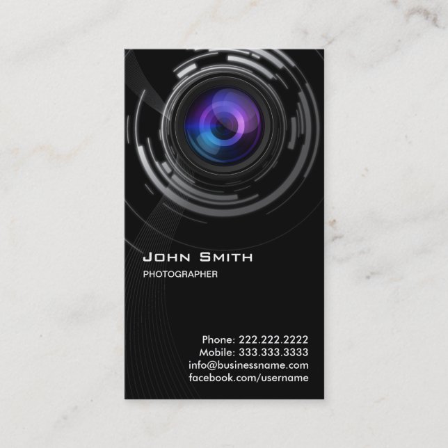 Abstract Lens Swirl Photographer Business Card (Front)