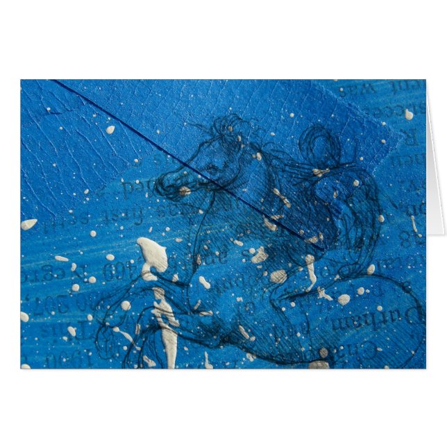 Abstract Leonardo Da Vinci Horse on Blue Cards (Front Horizontal)