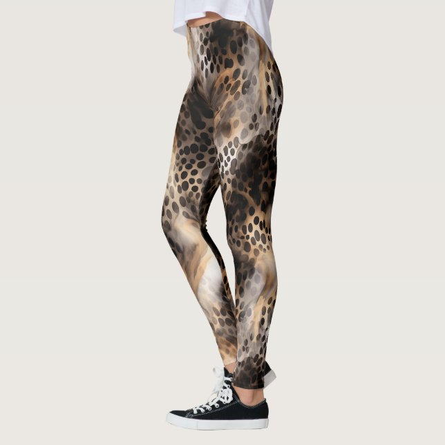 Abstract Leopard Animal Print Leggings (Left)