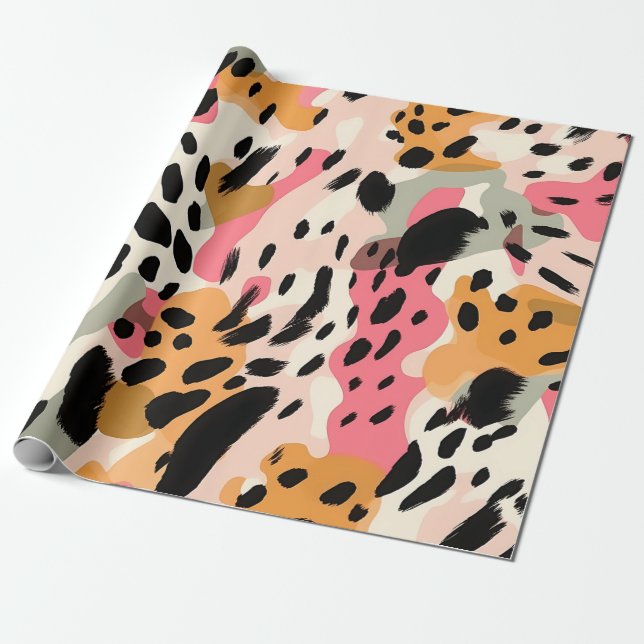 Abstract Leopard Pattern Wrapping Paper (Unrolled)