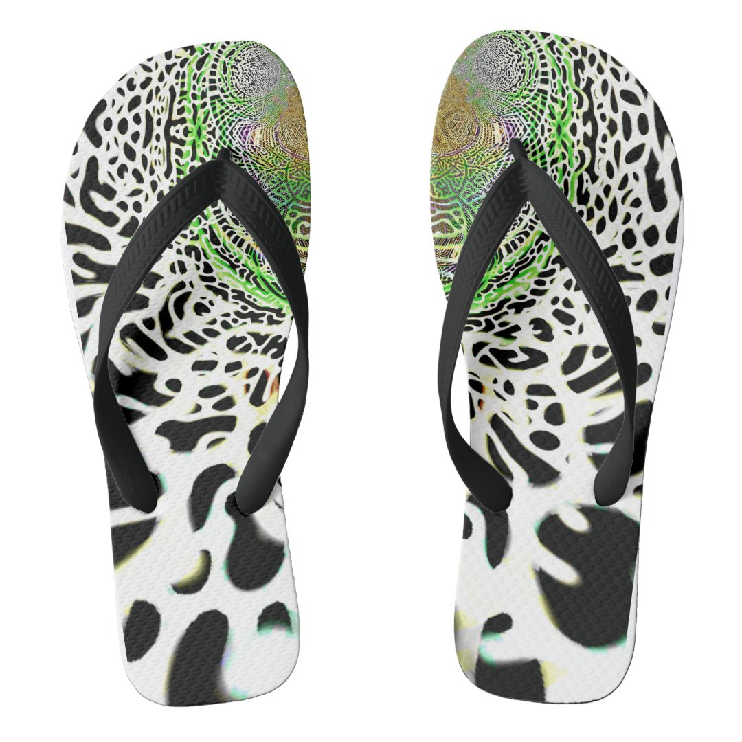 abstract Leopard print Flip Flops | Zazzle