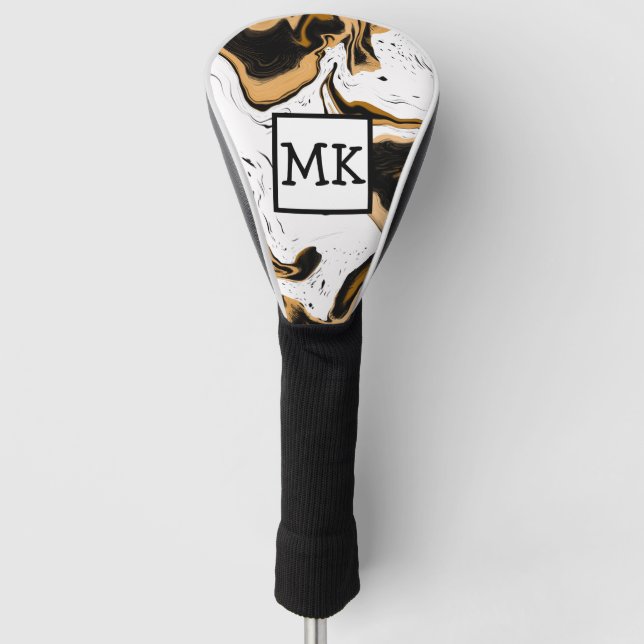 Abstract Leopard Print Marble Swirls Fluid Art   Golf Head Cover (Front)