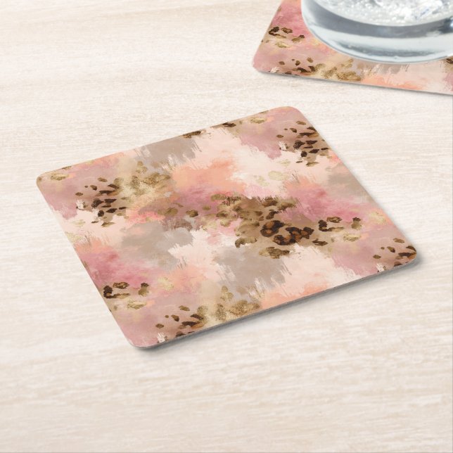 Abstract Leopard Print Paper Coasters (Angled)