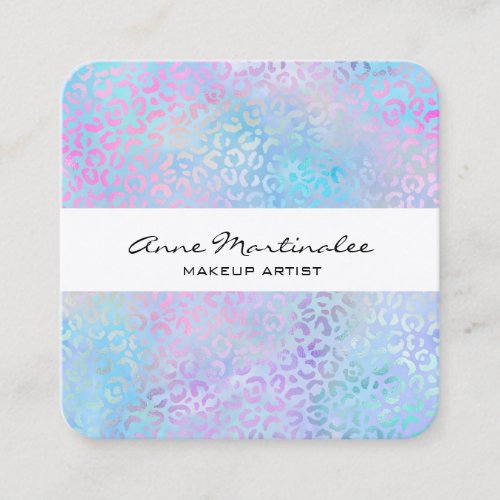 Abstract Leopard Print Pastel Square Business Card