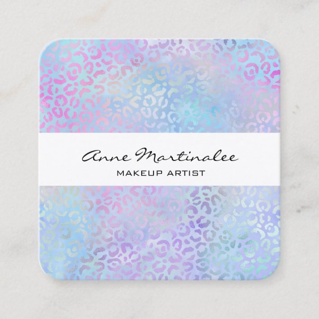 Abstract Leopard Print Pastel Square Business Card (Front)