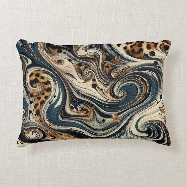 Abstract Leopard Print Swirl Accent Pillow (Front)