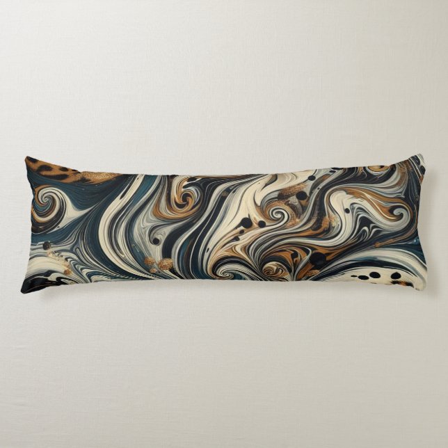 Abstract Leopard Print Swirl Body Pillow (Front)