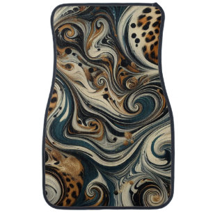 Abstract Leopard Print Swirl Car Floor Mat