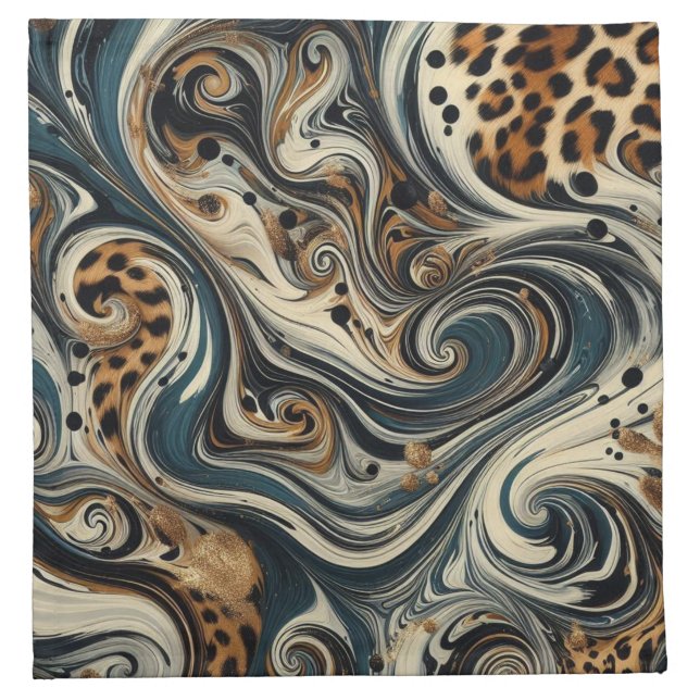 Abstract Leopard Print Swirl Cloth Napkin (Front)