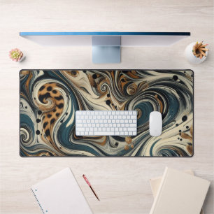 Abstract Leopard Print Swirl Desk Mat