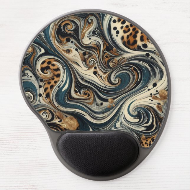 Abstract Leopard Print Swirl Gel Mouse Pad (Front)