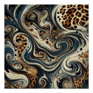 Abstract Leopard Print Swirl Glossy Poster