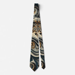 Abstract Leopard Print Swirl Neck Tie