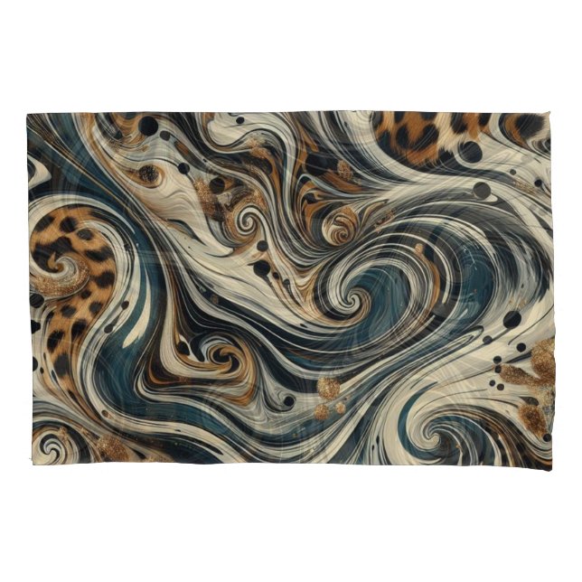 Abstract Leopard Print Swirl Pillow Case (Front)
