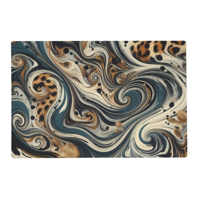 Abstract Leopard Print Swirl Placemat (Front)