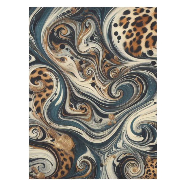 Abstract Leopard Print Swirl Tablecloth (Front)